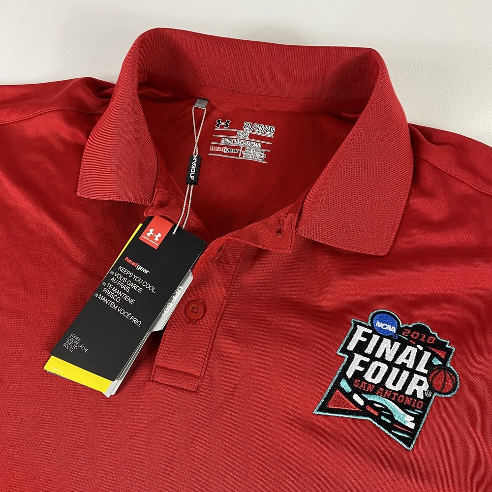 Under Armour Polo Shirt Mens 2XL Red San Antonio 2018 Basketball NCAA Final Four